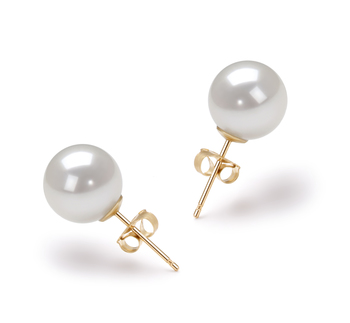 Par de pendientes de perlas Perla Akoya Japonesa de calidad AA de 8 a 9mm en color Blanco