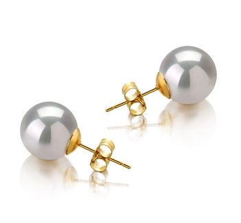 Par de pendientes de perlas Mar del Sur de calidad AAA de 10 a 11mm en color Blanco