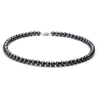 Collar de perlas Perla de Agua Dulce de calidad AA de 6 a 7mm en color Negro