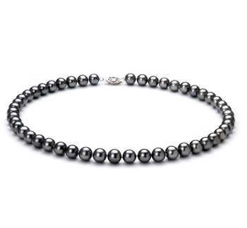 Collar de perlas Perla de Agua Dulce de calidad AA de 7.5 a 8.5mm en color Negro