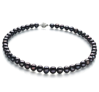 Collar de perlas Perla de Agua Dulce de calidad AA de 10 a 11mm en color Negro