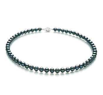 Collar de perlas Perla Akoya Japonesa de calidad AA de 6.5 a 7mm en color Negro