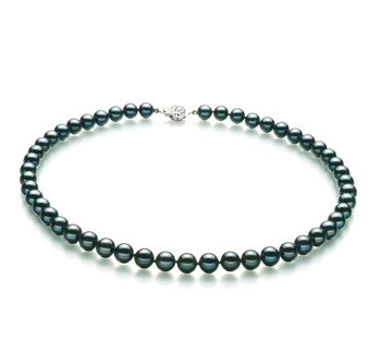 Collar de perlas Perla Akoya Japonesa de calidad AA de 7.5 a 8mm en color Negro