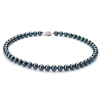 Collar de perlas Perla Akoya Japonesa de calidad AAA de 7.5 a 8mm en color Negro