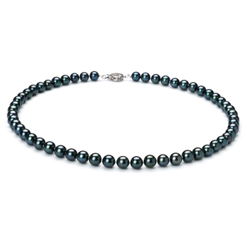 Collar de perlas Perla Akoya Japonesa de calidad AAA de 6.5 a 7mm en color Negro
