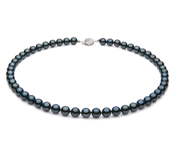 Collar de perlas Perla Akoya Japonesa de calidad AA de 7 a 7.5mm en color Negro