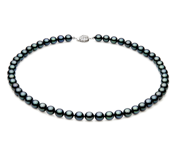 Collar de perlas Perla Akoya Japonesa de calidad AAA de 7 a 7.5mm en color Negro