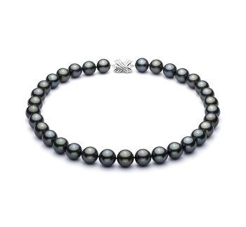 Collar de perlas Perla Tahití de calidad AAA de 12 a 12.9mm en color Negro