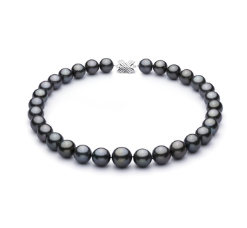 Collar de perlas Perla Tahití de calidad AAA+ de 13.1 a 16mm en color Negro