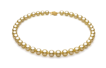 Collar de perlas Mar del Sur de calidad AAA de 9 a 11.8mm en color Oro