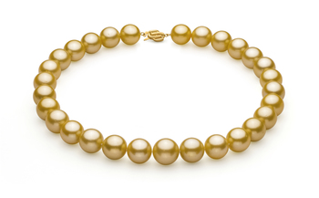 Collar de perlas Mar del Sur de calidad AAA+ de 14 a 15.7mm en color Oro