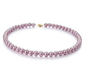 Collar de perlas Perla de Agua Dulce de calidad AA de 7 a 8mm en color Lavanda