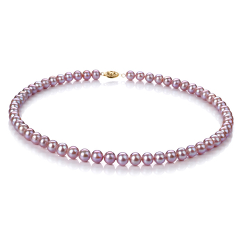 Collar de perlas Perla de Agua Dulce de calidad AA de 6 a 6.5mm en color Lavanda