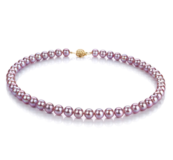 Collar de perlas Perla de Agua Dulce de calidad AAAA de 7 a 8mm en color Lavanda