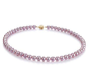 Collar de perlas Perla de Agua Dulce de calidad AAAA de 6 a 6.5mm en color Lavanda