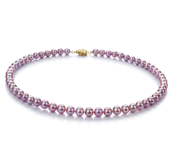 Collar de perlas Perla de Agua Dulce de calidad AAA de 6 a 7mm en color Lavanda