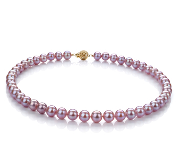 Collar de perlas Perla de Agua Dulce de calidad AAA de 8.5 a 9.5mm en color Lavanda