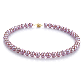 Collar de perlas Perla de Agua Dulce de calidad AAAA de 8.5 a 9.5mm en color Lavanda