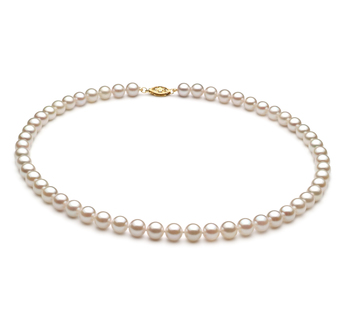 Collar de perlas Akoya China de calidad A+ de 6 a 7mm en color Blanco