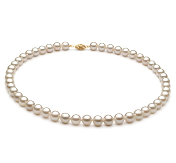 Collar de perlas Akoya China de calidad A+ de 7 a 8mm en color Blanco