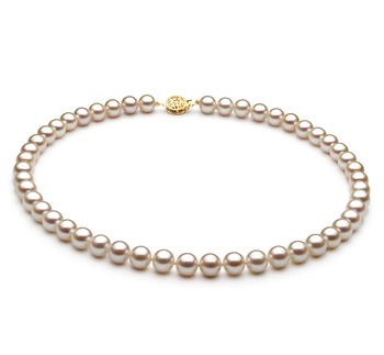 Collar de perlas Perla de Agua Dulce de calidad AAA de 7 a 8mm en color Blanco