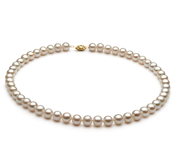 Collar de perlas Perla de Agua Dulce de calidad AA de 6.5 a 7.5mm en color Blanco