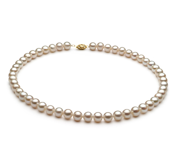Collar de perlas Perla de Agua Dulce de calidad AA de 7.5 a 8.5mm en color Blanco