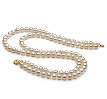 Collar de perlas Perla de Agua Dulce de calidad AA de 7.5 a 8.5mm en color Blanco
