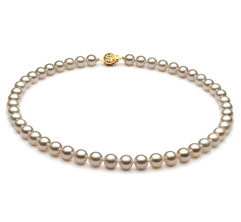 Collar de perlas Perla Akoya Japonesa de calidad AA de 7.5 a 8mm en color Blanco