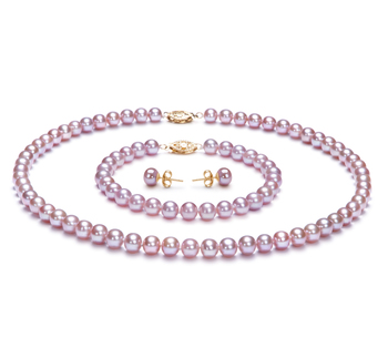 Conjunto de perlas Perla de Agua Dulce de calidad AA de 6 a 6.5mm en color Lavanda