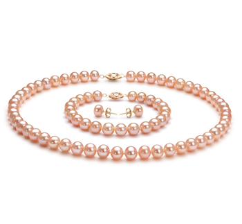 Conjunto de perlas Perla de Agua Dulce de calidad AA de 7 a 8mm en color Rosa