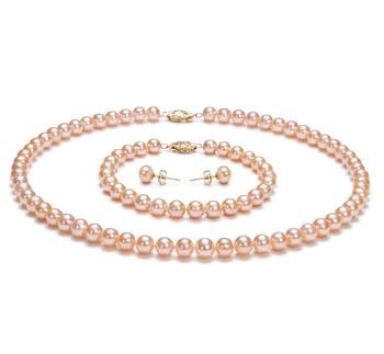 Conjunto de perlas Perla de Agua Dulce de calidad AA de 6 a 7mm en color Rosa