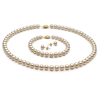 Conjunto de perlas Perla de Agua Dulce de calidad AA de 6 a 7mm en color Blanco