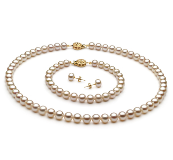 Conjunto de perlas Perla de Agua Dulce de calidad AAA de 6 a 7mm en color Blanco
