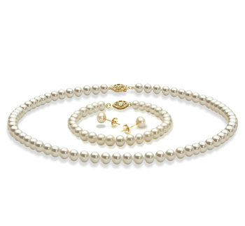 Conjunto de perlas Perla de Agua Dulce de calidad AAA de 5 a 6mm en color Blanco