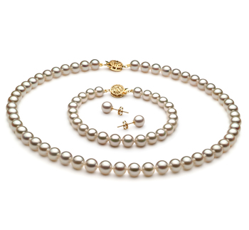 Conjunto de perlas Perla Akoya Japonesa de calidad AAA de 6.5 a 7mm en color Blanco