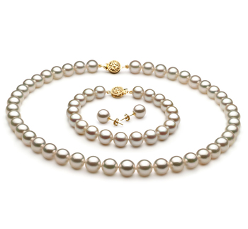 Conjunto de perlas Perla Akoya Japonesa de calidad AAA de 8.5 a 9mm en color Blanco