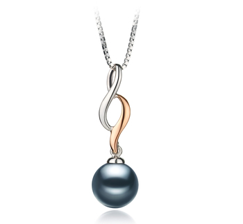 Colgante de perlas Perla Akoya Japonesa de calidad AA de 8 a 9mm en color Negro