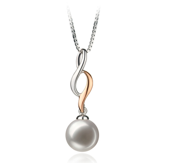 Colgante de perlas Perla Akoya Japonesa de calidad AA de 8 a 9mm en color Blanco