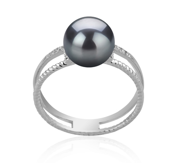 Anillo de perlas Perla Akoya Japonesa de calidad AAA de 8 a 9mm en color Negro