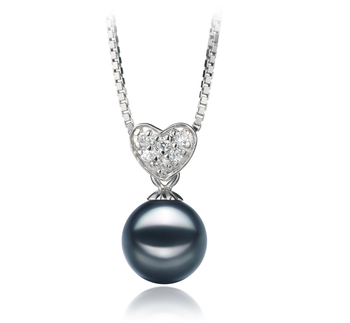 Colgante de perlas Perla Akoya Japonesa de calidad AA de 7 a 8mm en color Negro