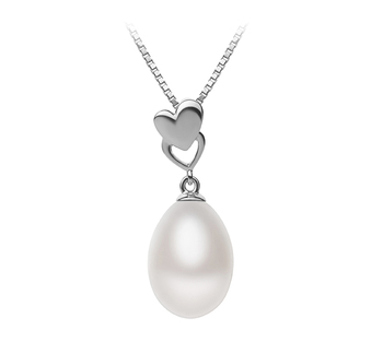 Colgante de perlas Perla de Agua Dulce de calidad AA - Gota de 10 a 11mm en color Blanco