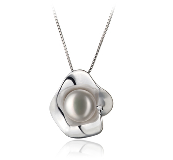 Colgante de perlas Perla de Agua Dulce de calidad AA de 9 a 10mm en color Blanco