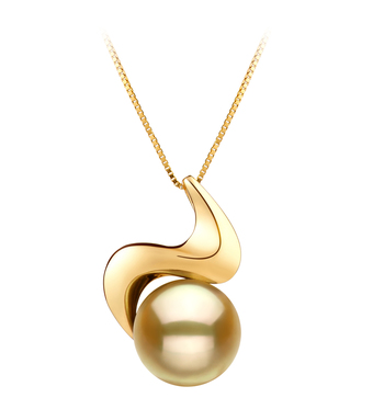 Colgante de perlas Mar del Sur de calidad AA de 10 a 11mm en color Oro