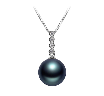 Colgante de perlas Perla Tahití de calidad AAA de 10 a 11mm en color Negro