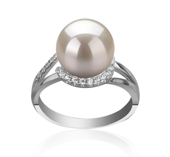 Anillo de perlas Perla de Agua Dulce de calidad AAAA de 9 a 10mm en color Blanco