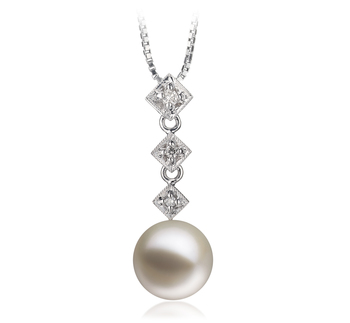 Colgante de perlas Perla de Agua Dulce de calidad AAAA de 9 a 10mm en color Blanco