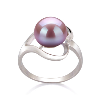 Anillo de perlas Perla de Agua Dulce de calidad AA de 9 a 10mm en color Lavanda