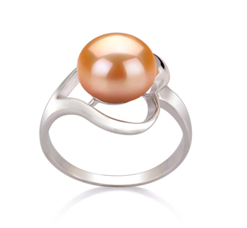 Anillo de perlas Perla de Agua Dulce de calidad AA de 9 a 10mm en color Rosa