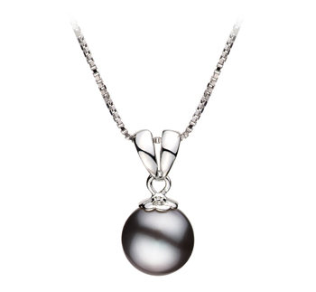 Colgante de perlas Perla de Agua Dulce de calidad AA de 9 a 10mm en color Negro